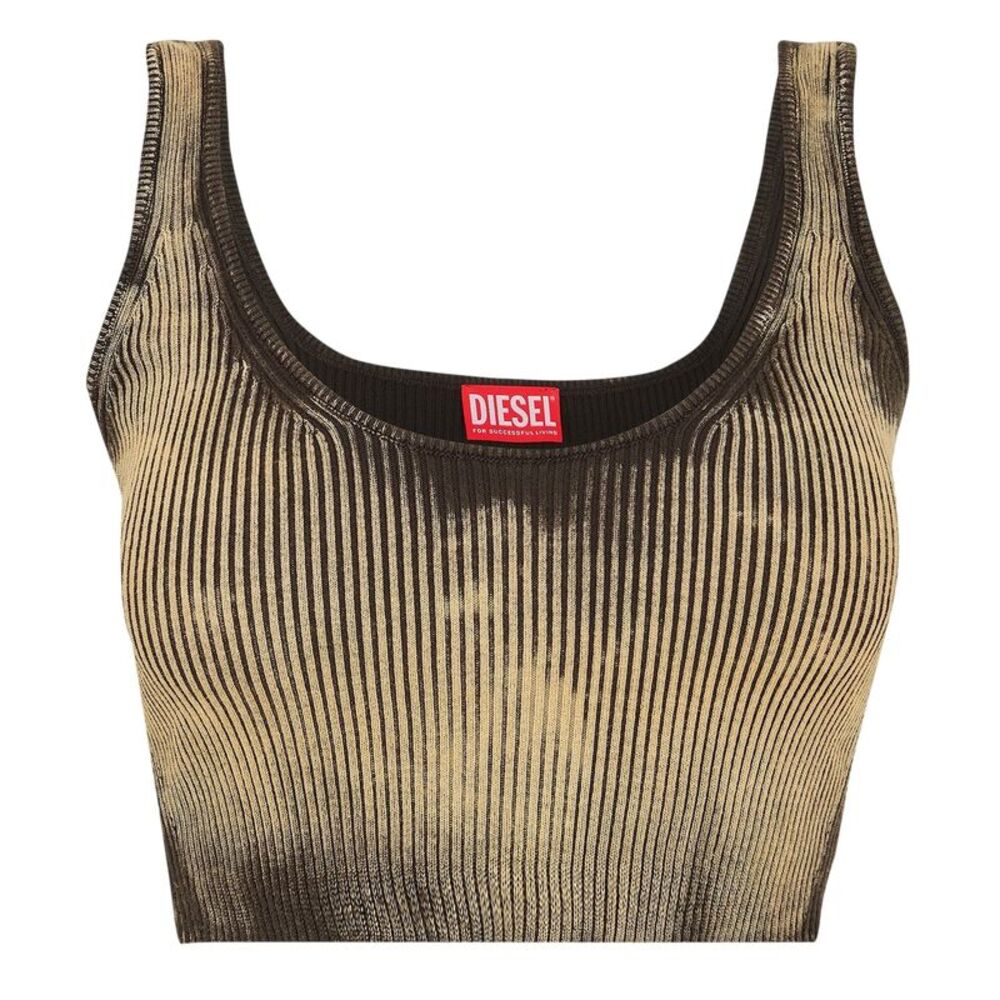 Diesel Womens/Ladies Cropped Slim Tank Top / Black/Beige